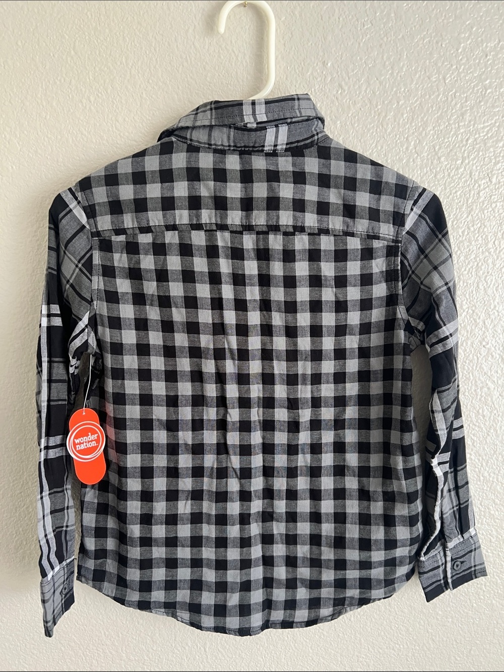 NWT Black & Gray Boys wonder nation Plaid Button-Up Shirt 8 - Picture 3 of 3